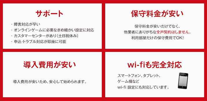 サポート・保守料金が安い・導入費用が安い・wi-fiも完全対応